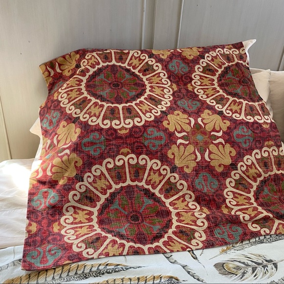 Pottery Barn Euro Sham Medallion Print Rust-Red, Tan, Gold Pillow Cover - Picture 6 of 11